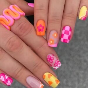NEW Colorful Press-On Nails - Set Of 24
